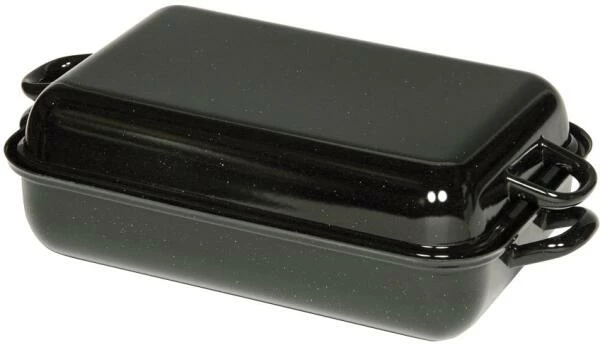 Riess Emaille Riess Bratpfanne Mit Deckel In Schwarz Aus Emaille 32 X 22 Cm