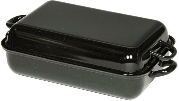 Riess Emaille Riess Bratpfanne Mit Deckel In Schwarz Aus Emaille 32 X 22 Cm – Bild 2