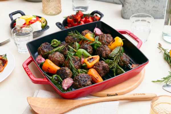 Staub Grillpfanne Mit Seitengriffen Quadratisch In Kirschrot – Bild 3