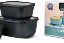 Mepal Set Cirqula Rechteckig 3-teilig (750+1500+3000) - Nordic Black